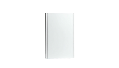 Rectangular, plain white book cover, isolated on black