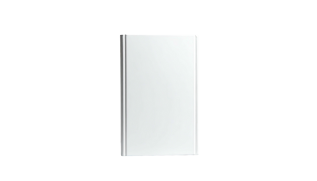 Rectangular, plain white book cover, isolated on black
