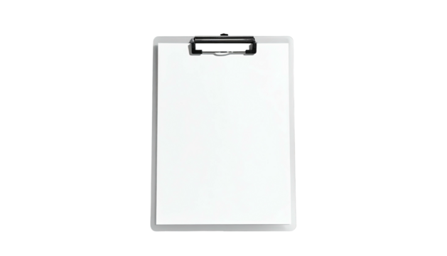Blank clipboard with white paper, centered, simple, clean look