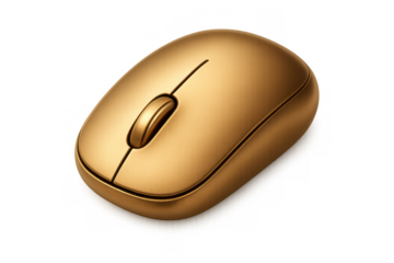 Gold wireless computer mouse representing technology, luxury, and success with computing and digital interface control