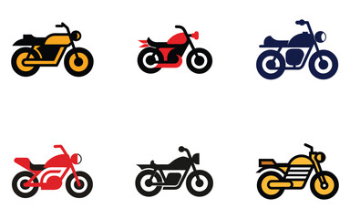Fototapeta premium Variety of Classic Motorcycle Vector Illustrations for Design Projects Transportation Icons and Automotive Themes Isolated on White