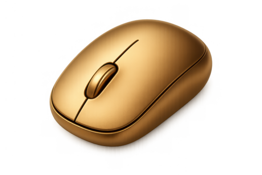 Gold wireless computer mouse representing technology, luxury, and success with computing and digital interface control - Powered by Adobe