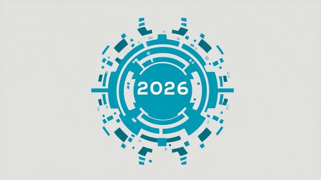 Futuristic abstract design with 2026 in geometric pattern