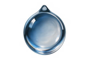 Water drop falling, transparent liquid droplet showing purity and clear reflection on checkerboard background