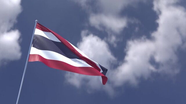 Thailand vs cambodia khmer flag siam country national us usa united state america thailand blue sky cloudy white background copy space thailand siam asia confilct aseasn malaysia military soldier amry