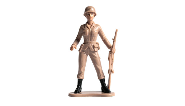 Toy soldier with helmet and rifle on black background - Powered by Adobe