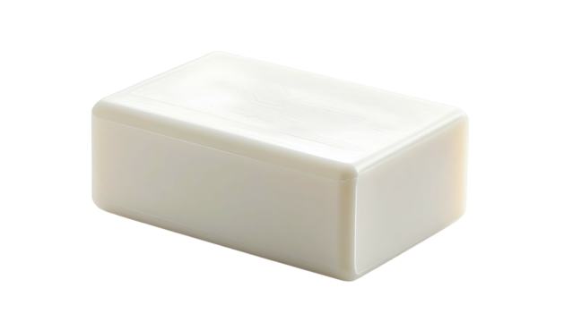 Glossy, cream colored, rectangular prism object with rounded edges