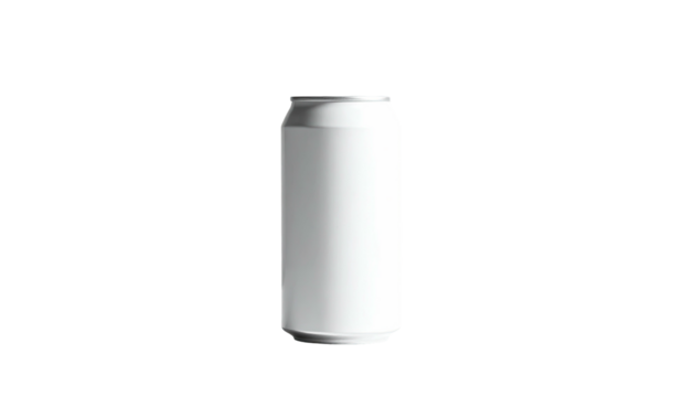 White can, centered against pure black background, simple lighting