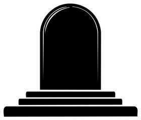 Simple rounded tombstone silhouette with stepped base, symbolizing death, remembrance, and memorial