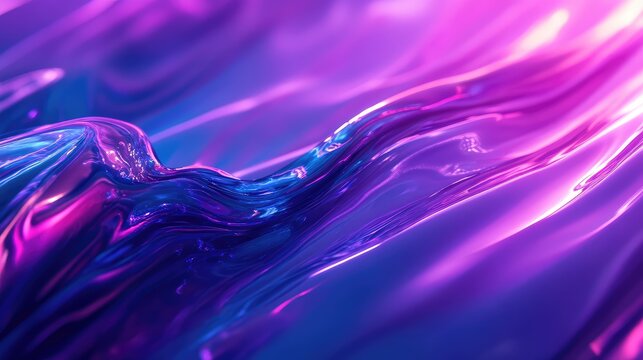 Fluid light waves creating vibrant purple blue liquid abstract background