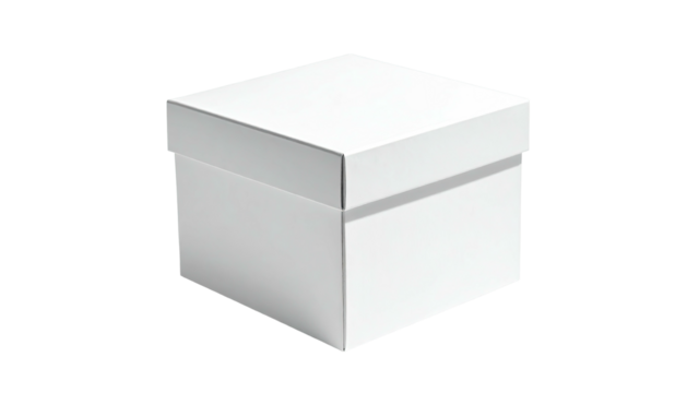 White square box with lid, slightly angled