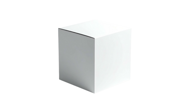 Simple white cube with shadows, set against a dark background