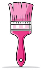 Cartoon pink paint brush with black outline for art and design projects