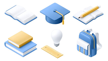 Isolated Learning Concept Icons with Transparent Background for Educational Purposes
