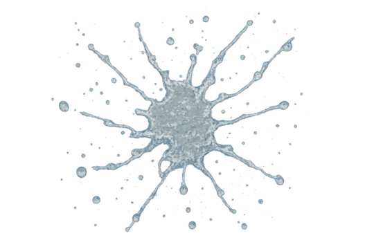 Water splash creating dynamic liquid droplets and radiating streams, refreshing concept with a transparent background