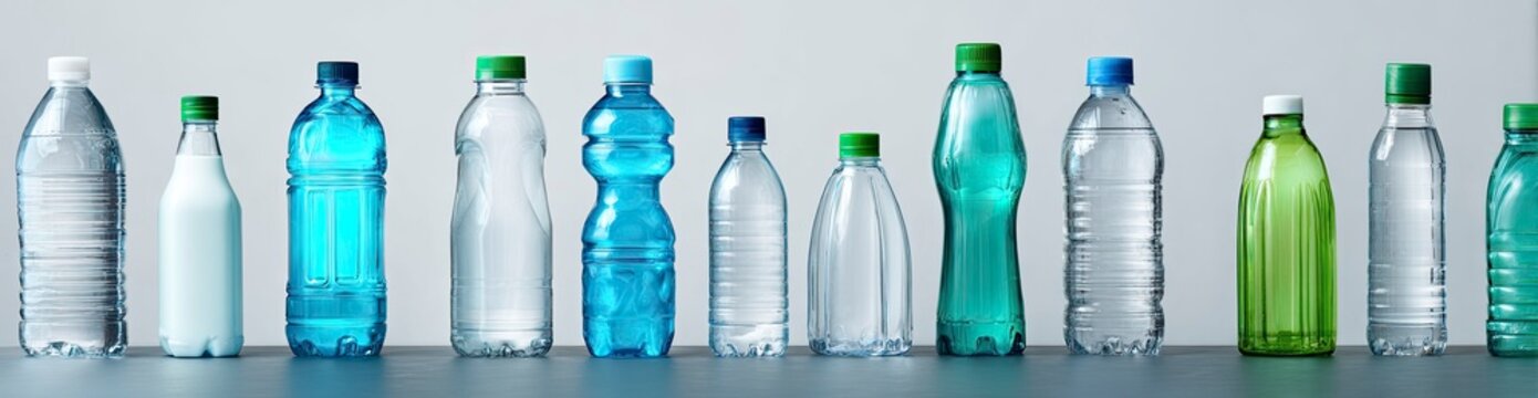Collection of various plastic beverage bottles