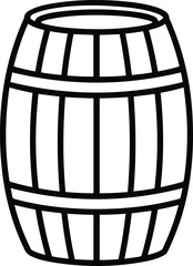 Wooden Barrel Line Icon - Vintage Cask and Keg Vector Symbol