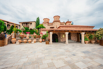 The monastery Meteora, rocky monasteries complex in Greece near Kalabaka city. Monastery of Varlaam