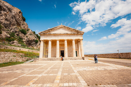 Corfu, Greece. Panoramic view on historic buildings and Old Town as seen from old Venetian fortress in cofru city