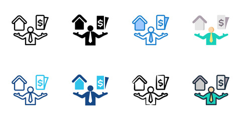 Fototapeta premium Loan to value ratio icon set multiple style collection 