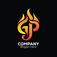 Letter GP Dynamic logo with flame design for modern brands seeking a fiery, powerful identity
