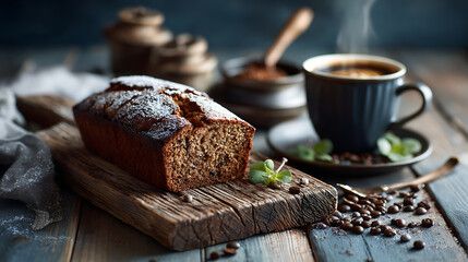 Creamy matcha latte with beautiful latte art served in a ceramic cup beside a pistachio cake slice topped with raspberry, elegant minimalist dessert setup on bright background for caf&eacute; and food stylin