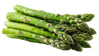 Fresh green asparagus spears with water droplets