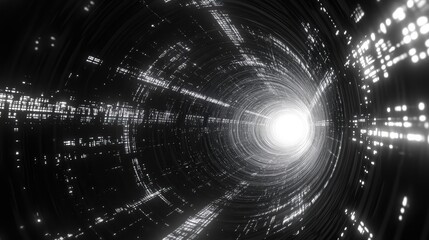 Obraz premium Digital tunnel with data transferring at high speed