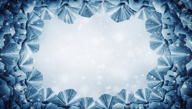 Frosty Window Frame A Winter Wonderland Background with Sparkling Light and Ice Crystals