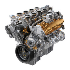 Fototapeta premium V12 engine power and performance on transparent background