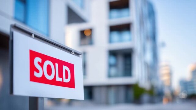 Sold Property: Capturing a property sold sign against a blurred backdrop, symbolizing a completed transaction in the real estate market. 
