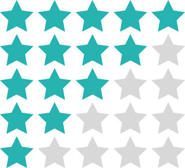 Illustration of a 5-star rating system with all five variations.