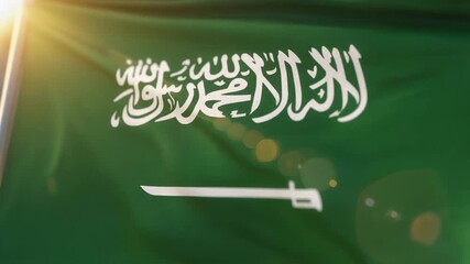 Saudi Arabia's flag waving proudly in the breeze, symbolizing national pride and unity, a beacon of hope and progress for the nation