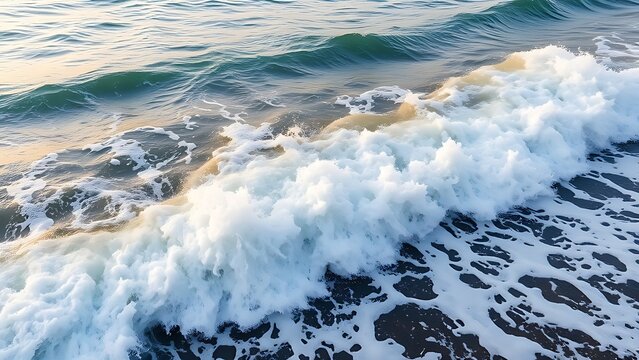 Dynamic meeting point of river and sea waves during tide change in a natural landscape.