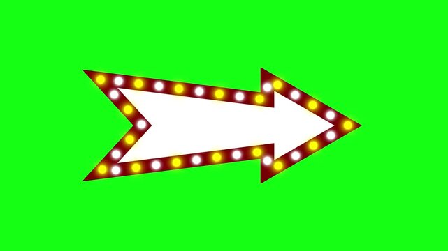 Panah iklan lampu Retro lightbox billboard template,animasi Arrow banner advertising, promotion and sale signs 4k croma looping