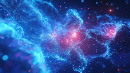 Abstract digital network forming glowing plexus particles