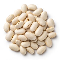 Isolated Pile of White Beans on White Background,Raw White Beans Heap Studio Shot,White Beans Pile PNG Isolated