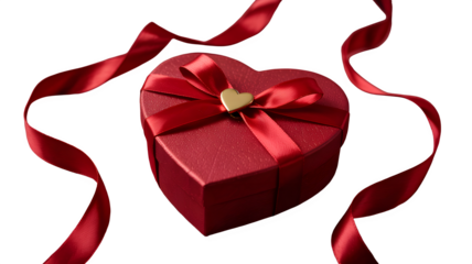 A heartshaped red gift box with a red ribbon and a golden heart, symbolizing love and affection for a special occasion