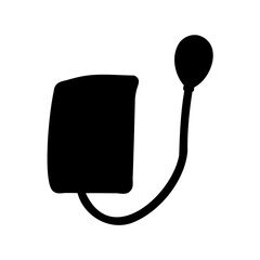 Blood pressure cuff and pump silhouette for medical use Vector, illustration