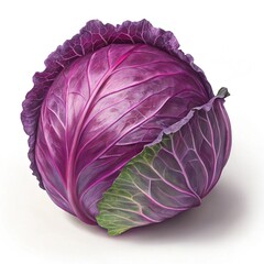Front View of Purple Cabbage Vegetable Isolated on White,Fresh Purple Cabbage Isolated on White Background