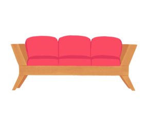 Transparent background sofa leather. Furniture for modern interior.