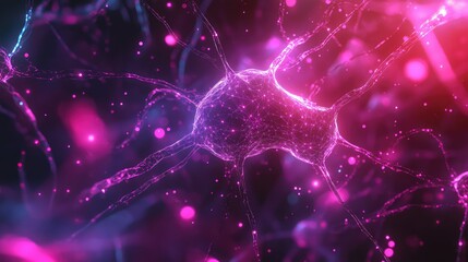 Neurons communicating in a glowing artificial intelligence network