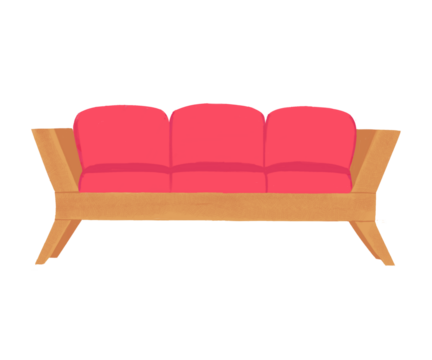 Transparent background sofa leather. Furniture for modern interior.