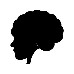Black female head silhouette with afro hair, profile view Vector, illustration