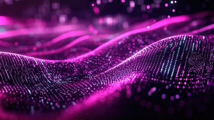 Abstract digital wave flowing with data particles