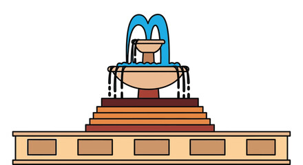 Beautiful public fountain with cascading water for city park design