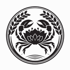 Classic Crab Logo Inside Circle Vector on white background