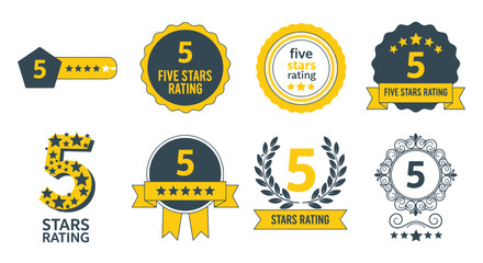 Boost your brand with these professional five star rating badges