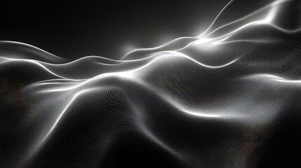 Abstract digital landscape showing flowing data waves
