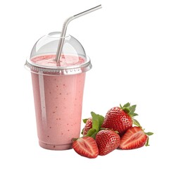 Strawberry Protein Shake Isolated on Transparent Background,Strawberry Flavored Protein Shake PNG Isolated